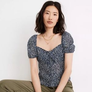 Madewell Sweetheart Blouse In Bengali Blockprint